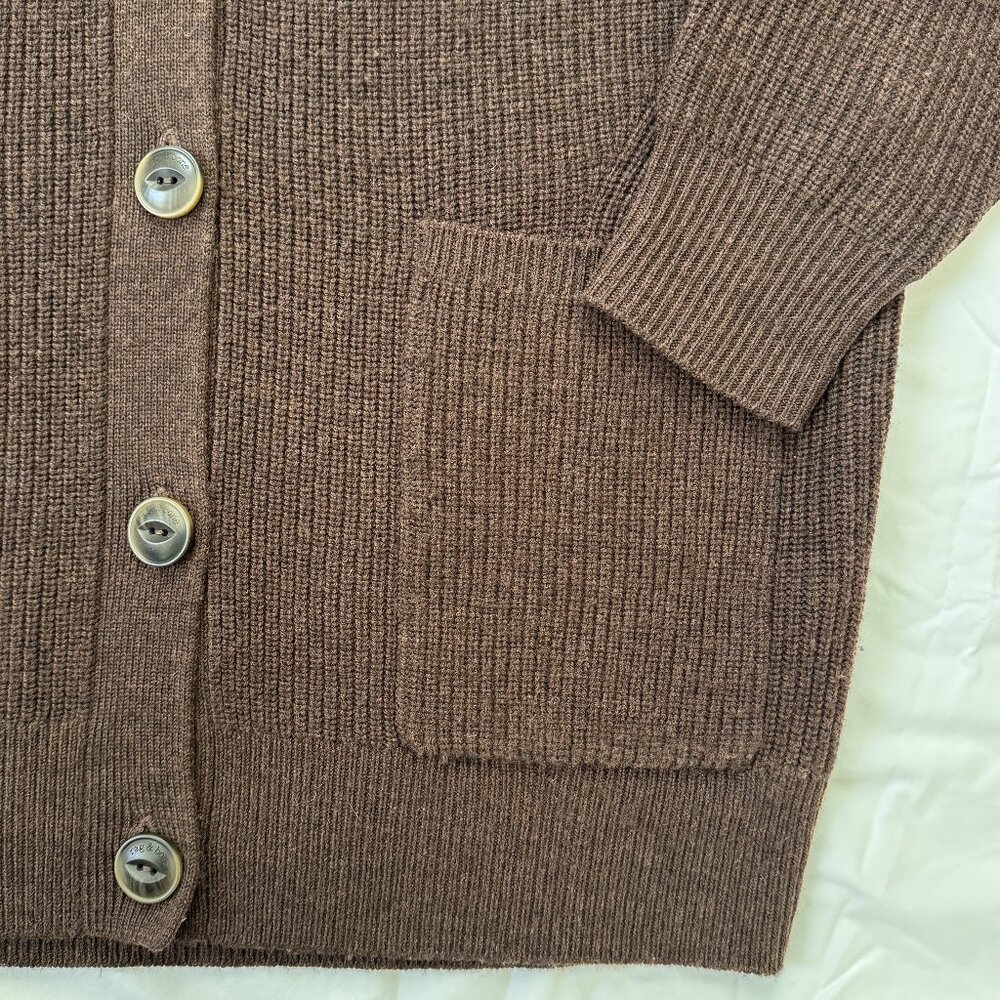 Rag & Bone chocolate Brown Wool Oversized Cardigan with patch pockets Size XS - Picture 3 of 7